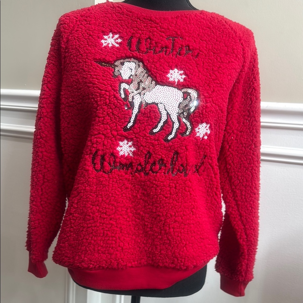 Red Unicorn Winter Wonderland Sweater